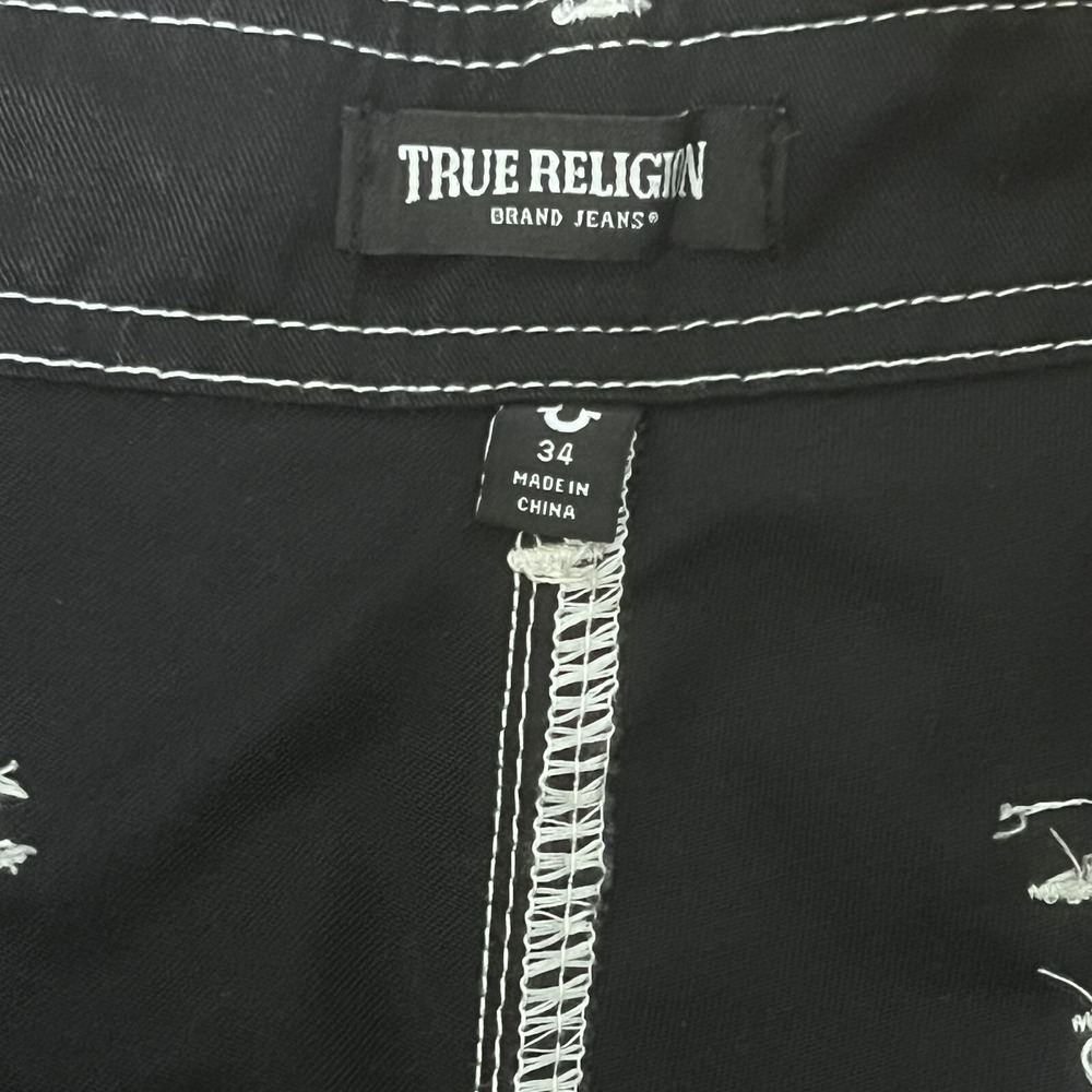True Religion Brand Jeans Cargo Pants‎ Jet Black Men Size 34X32 New - Picture 7 of 16